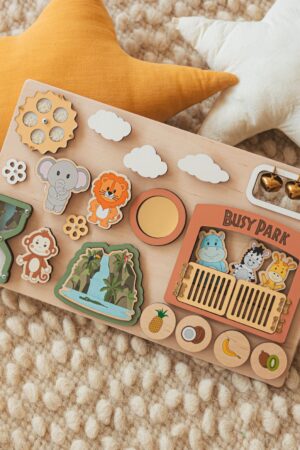Personalized Montessori Educational and Busy Sensory Activities Board Woodland Nursery Wooden Kids Toys Toddler Pretend Play 1st Birthday
