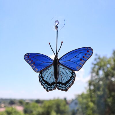 Red-spotted purple butterfly suncatcher, stained glass window hanging, unique Christmas gift, gift for mom, handmade gift, modern home decor