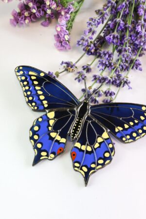 Black swallowtail butterfly suncatcher, stained glass window hangings, unique Christmas gift, gift for mom, handmade gift, modern home decor