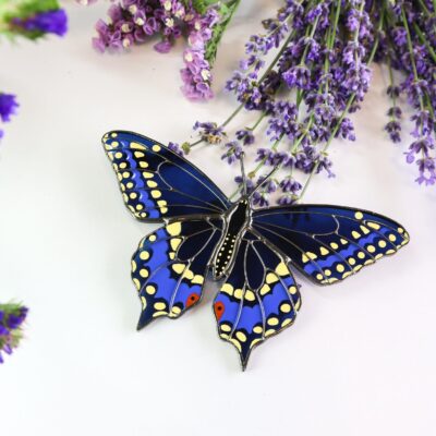 Black swallowtail butterfly suncatcher, stained glass window hangings, unique Christmas gift, gift for mom, handmade gift, modern home decor