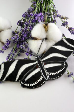 Zebra longwing butterfly suncatcher, stained glass window hangings, unique Christmas gift, gift for mom, handmade gift, modern home decor