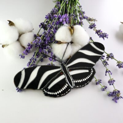 Zebra longwing butterfly suncatcher, stained glass window hangings, unique Christmas gift, gift for mom, handmade gift, modern home decor