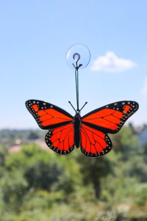 Monarch butterfly suncatcher, stained glass window hangings, unique Christmas gift, gift for mom, handmade gift, modern home decor, wall art