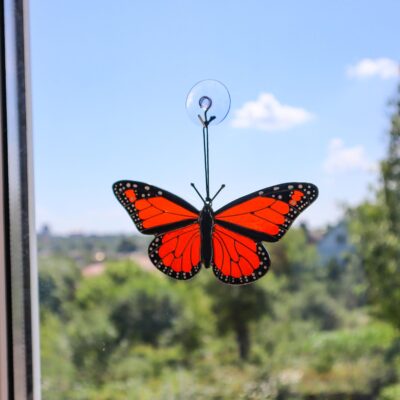 Monarch butterfly suncatcher, stained glass window hangings, unique Christmas gift, gift for mom, handmade gift, modern home decor, wall art