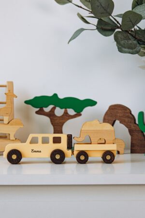 Toy Tractor Personalized Baby Gift Pretend Play Wooden Toys For Toddlers Toy Animals Set Sensory Toys For Kids Custom First Christmas PS1111