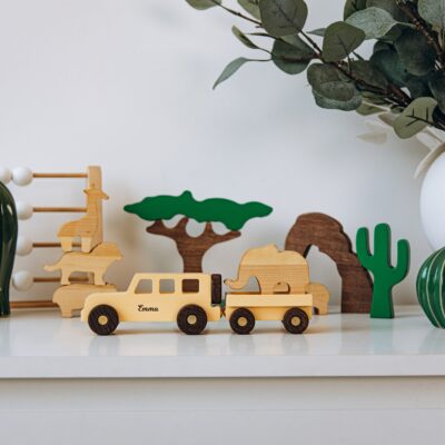 Toy Tractor Personalized Baby Gift Pretend Play Wooden Toys For Toddlers Toy Animals Set Sensory Toys For Kids Custom First Christmas PS1111