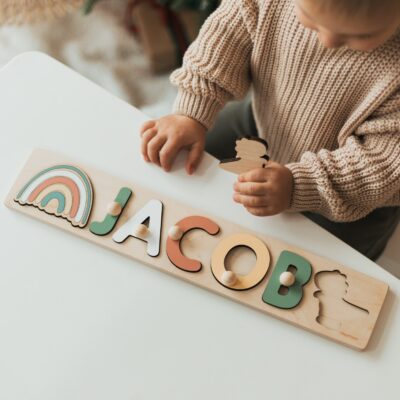 Cute Baby Girl Gift Montessori Puzzle For Toddlers 1st Birthday Girl Gift First Baby Easter Nursery Room Decor Personalized Toys
