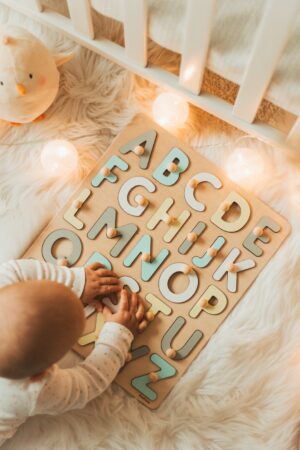 READY TO SHIP Pastel Wooden Alphabet Puzzle for Kids Easter Gifts Montessori Learning Puzzle Children’s Games First Birthday Gift