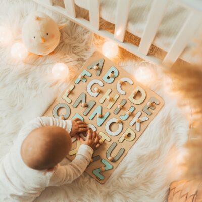 READY TO SHIP Pastel Wooden Alphabet Puzzle for Kids Easter Gifts Montessori Learning Puzzle Children’s Games First Birthday Gift