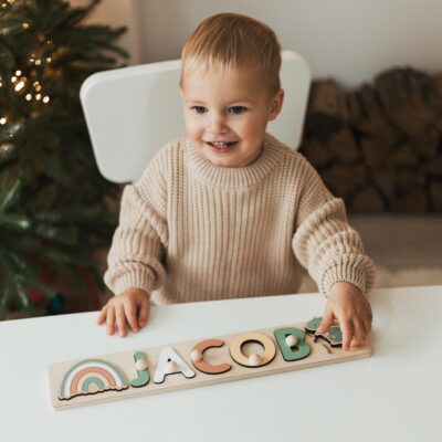 Personalized Name Puzzle With Pegs Wooden Name Puzzle Girl First Birthday Gift Custom Toddler Toys Newborn Gift Easter Gift for Kids