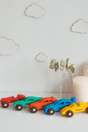 Collect Colored Wooden Cars With Names Personalized Wooden Car For Kids Preschool Toys Baby Boy Birthday Gift First Easter Custom Toy