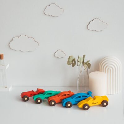 Collect Colored Wooden Cars With Names Personalized Wooden Car For Kids Preschool Toys Baby Boy Birthday Gift First Easter Custom Toy