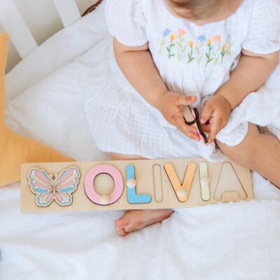 Wooden Name Puzzle For Boys Montessori Toddler Toys Personalized Baby Name Puzzle Baby Shower Gift First Easter Gift 1st Birthday Boy