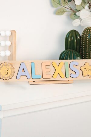 Name Puzzle with Stand Personalized Baby Gift Montessori Toys 1 2 3 Year Old Custom Nursery Name Sign Educational Toys Baby Keepsake Gift