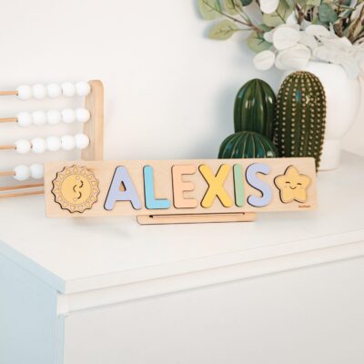 Name Puzzle with Stand Personalized Baby Gift Montessori Toys 1 2 3 Year Old Custom Nursery Name Sign Educational Toys Baby Keepsake Gift