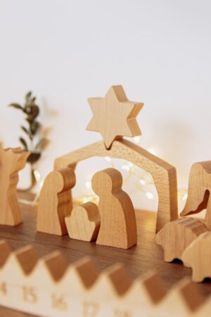 Wooden Advent Calendar With Star Holiday Decoration Advent Activity Cards Christmas Decor Wooden Ornaments Nativity Set Christmas Countdown
