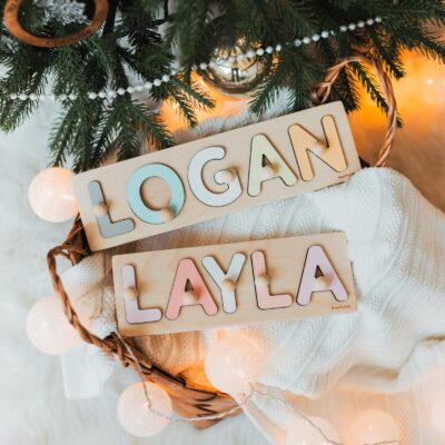 Personalized Baby Name Puzzle Wooden Montessori Toys for Toddlers Kids Custom Easter Gift Custom Toys for Toddlers Baby Shower Gift