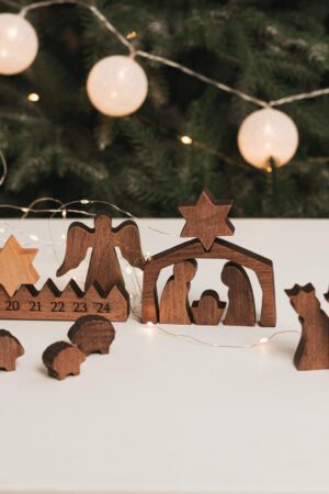 Nativity Advent Calendar Home Decor Christmas Gifts Wooden Christmas Countdown Nativity Set Handmade Advent Activity Cards For Kids