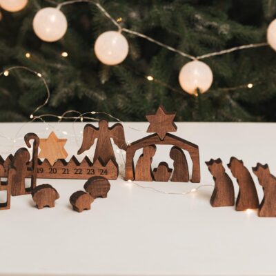 Nativity Advent Calendar Home Decor Christmas Gifts Wooden Christmas Countdown Nativity Set Handmade Advent Activity Cards For Kids