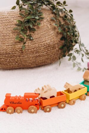 Customized Unique Train With Farm Animals Toddler Wooden Montessori Toys Personalized Baby Boy Gift First Birthday Gift Eco Friendly Toys