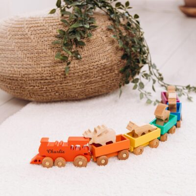 Customized Unique Train With Farm Animals Toddler Wooden Montessori Toys Personalized Baby Boy Gift First Birthday Gift Eco Friendly Toys
