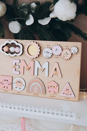 Custom Name Puzzle with Numbers and Shapes Montessori Toys 1 2 3 Year Old Educational Busy Board Baby Birthday Gift First Easter