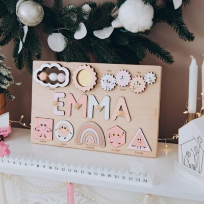 Custom Name Puzzle with Numbers and Shapes Montessori Toys 1 2 3 Year Old Educational Busy Board Baby Birthday Gift First Easter