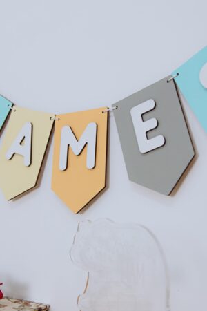 Personalized Name Nursery Garland Perfect Gift for Baby’s Christening Baby Shower First Birthday Wall Decoration Banner Custom Name Banner