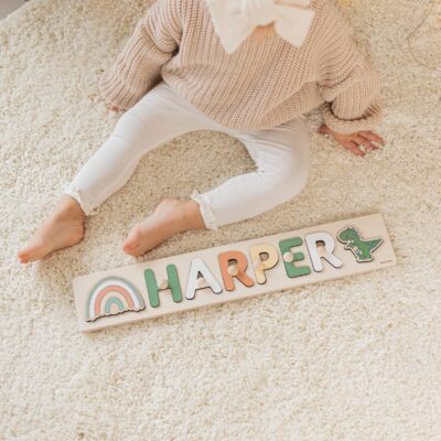 Educational Baby Gift with Plane Personalized Name Puzzle for Kids Baby Shower Gift Handmade Wood Toy Custom Easter Gift Airplane Puzzle