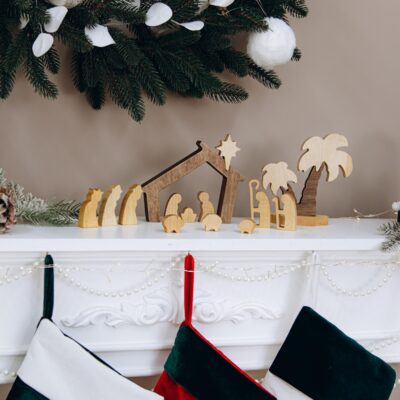 Handmade Farmouse Christmas Decor Wooden Nativity Set Handmade Waldorf Toys Christmas Story Birth of Jesus Christmas Table Decor