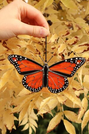 Monarch butterfly suncatcher, stained glass window hangings, unique Christmas ornaments, handmade gift, holiday home decor, garden art