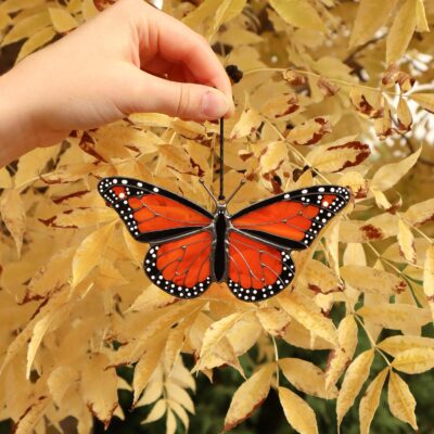 Monarch butterfly suncatcher, stained glass window hangings, unique Christmas ornaments, handmade gift, holiday home decor, garden art