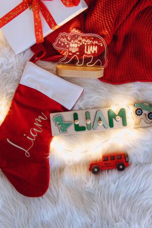 Baby Girl First Christmas Gift Set. Stocking Stuffers For Kids. Personalized Name Puzzle. Cute Night Light. Baby Christmas Keepsake.