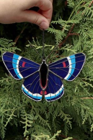 Necyria bellona butterfly suncatcher, stained glass window hanging, unique Christmas ornament, handmade gift, holiday home decor, garden art