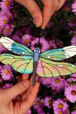 Dragonfly suncatcher, stained glass window hanging, unique Christmas ornament, handmade gift, garden art, holiday home decor, glass wall art
