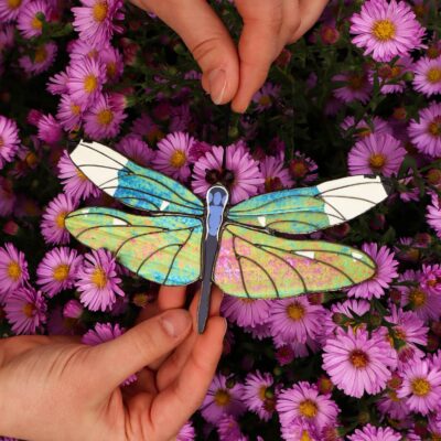 Dragonfly suncatcher, stained glass window hanging, unique Christmas ornament, handmade gift, garden art, holiday home decor, glass wall art