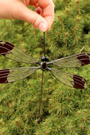 Dragonfly suncatcher, stained glass window hanging, unique Christmas ornament, handmade gift, garden art, holiday home decor, glass wall art
