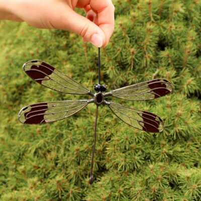 Dragonfly suncatcher, stained glass window hanging, unique Christmas ornament, handmade gift, garden art, holiday home decor, glass wall art