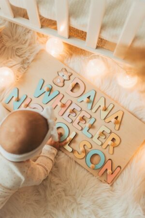 Custom Name Puzzle Baby Shower and Easter Gifts for Toddler Montessori Puzzle Stocking Stuffers 1st Birthday Nursery Decor Handmade Toys