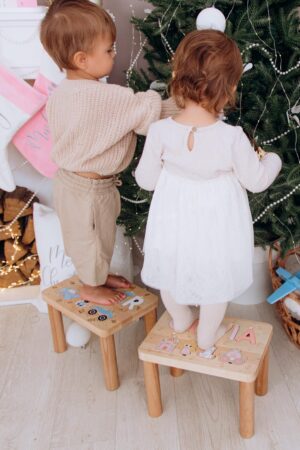Montessori Name Stool Personalized Name Puzzle Stool Toddler Step Stool 1 2 3 Years Old Custom Gifts For Kids First Easter Eco Friendly