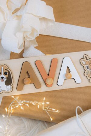 NEW Baby Name Puzzle Custom Easter Gift 1st Birthday Boy Personalized Wooden Name Puzzle Nursery Name Sign Gifts Toys for Toddlers