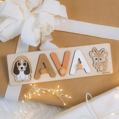 NEW Baby Name Puzzle Custom Easter Gift 1st Birthday Boy Personalized Wooden Name Puzzle Nursery Name Sign Gifts Toys for Toddlers