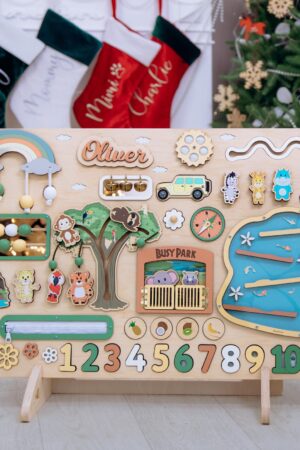 Montessori Playroom Busy Board for Toddlers Wooden Activity Toy Unique Easter Gifts Baby Activity Ocean Board Baby Shower Gift