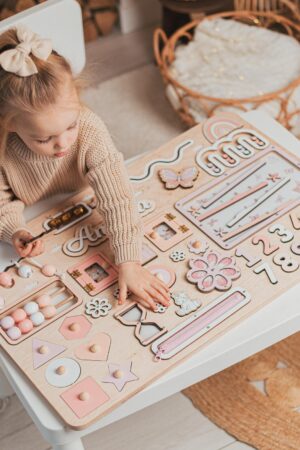 Woodland Busy Board for Toddlers Personalized Montessori Board Easter Gifts For Kids Creative 1st Birthday Gift Playroom Nursery Decor