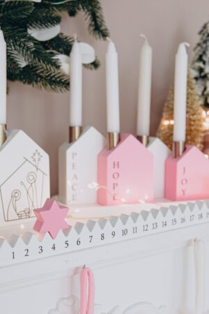 Countdown Candle Holders Christmas Table Centerpiece Minimalist Holiday Home Decor Christmas Gifts Handmade Toys Set of 5 Candle Holders