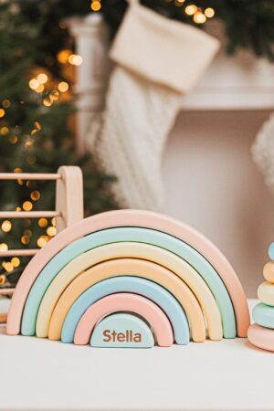 Montessori Toys 2 Years Old Girl, Wooden Stacking Rings, Personalized Baby, Christmas Gifts For Toddlers, Sensory Toy, Abacus Beads, Rainbow