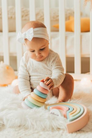 Montessori Stacking Rainbow Toy Personalized Gifts For Toddlers Wooden Toys 1 Year Old First Birthday Boy Gift Christmas Gift For Nephew