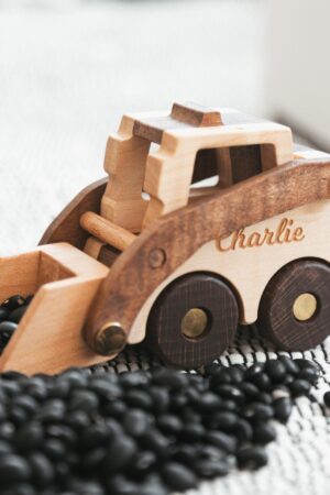 Eco-friendly Construction Vehicles for Boys Montessori Wooden Excavator Push Toy Truck Kids Pretend Play Toys Personalized Birthday Boy Gift