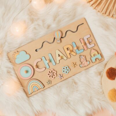 Baby Busy Board Christmas Gifts For Kids Personalized Name Puzzle Montessori Toys Sensory Activity Board Unique Birthday Gift Kids Boho Toys