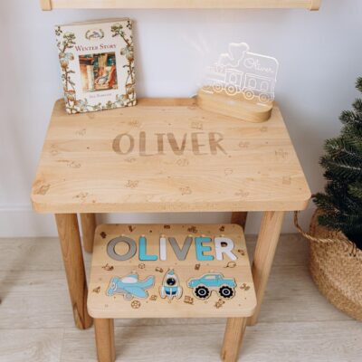 Personalized Wooden Stool Custom Name Puzzle Montessori Helper For Kids First Easter Gift for Toddlers 1st Birthday Gift Bathroom Stool